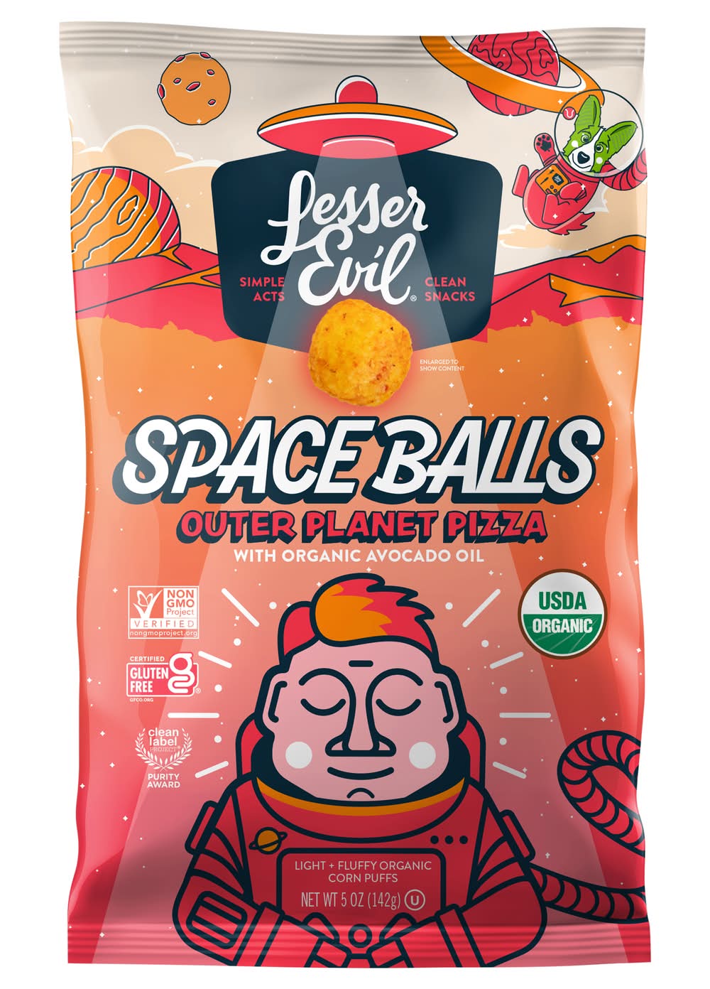 LesserEvil Space Balls Outer Planet Pizza (5 oz)