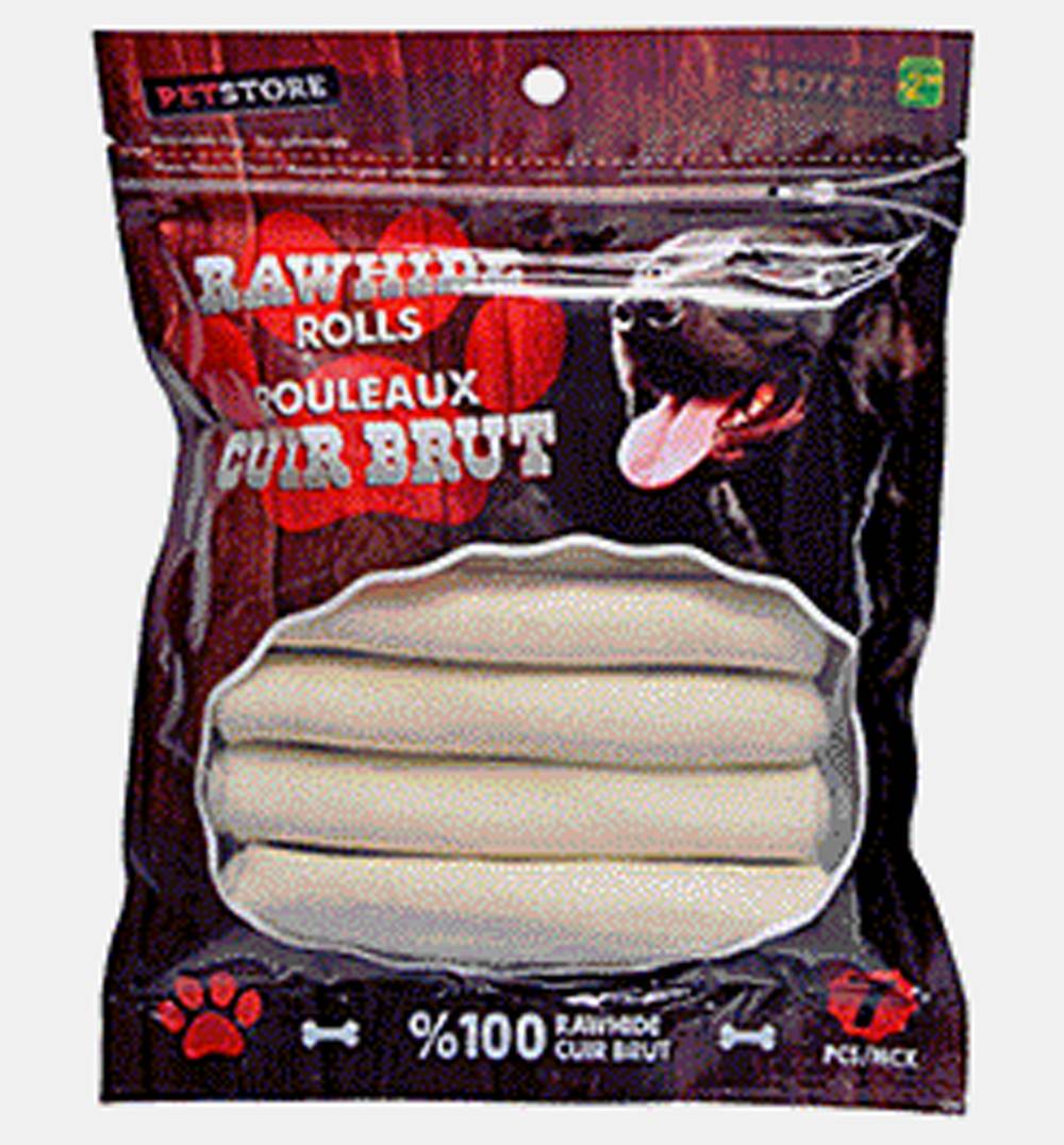 Petstore Rawhide Rolls Cuir Brut For Dogs (7 ct)