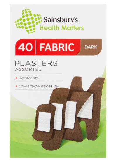 Sainsbury's Assorted, Fabric Dark Plasters (40 pack)