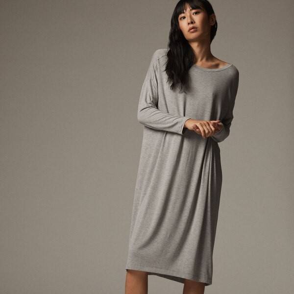 Love & Lore Relaxed Long Sleeve Lounge Dress, Heather Grey Medium Delivery  Near Me | Order Online | Uber Eats