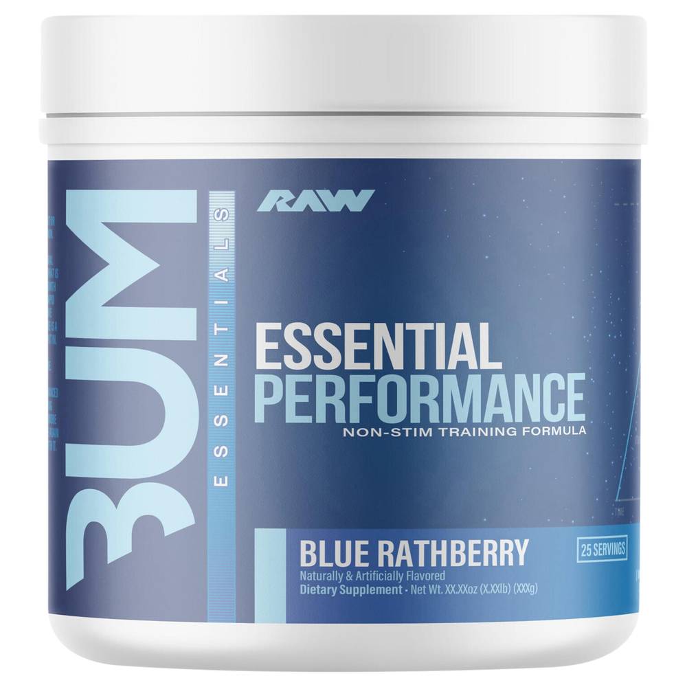 RAW Bum Essentials Non-Stim Essential Performance Training Formula, Blue Rathberry (21.8 oz)