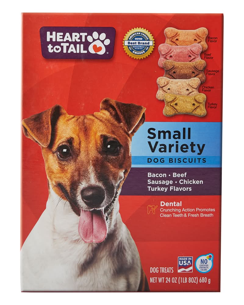 Heart to Tail Variety Dog Biscuits, Bacon-Beef-Sausage-Chicken-Turkey (24 oz)
