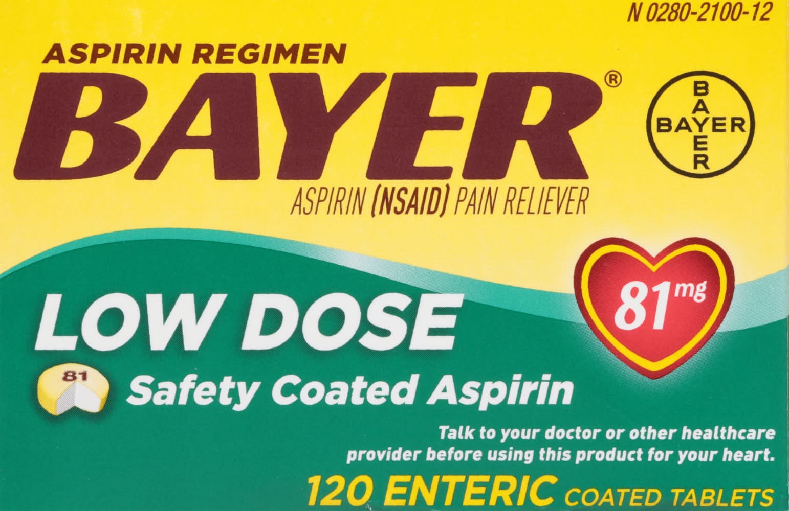 Bayer Low Dose Safety Coated Aspirin Pain Reliever Tablets 81 mg (120 ct)