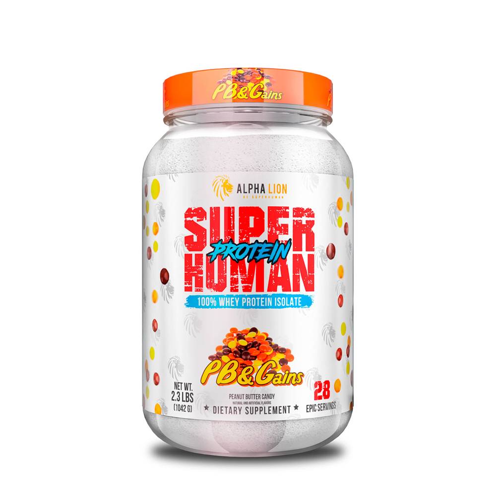 ALPHA LION Superhuman Whey Protein Powder, Peanut Butter Candy-Pb & Gains (2.03 lbs)