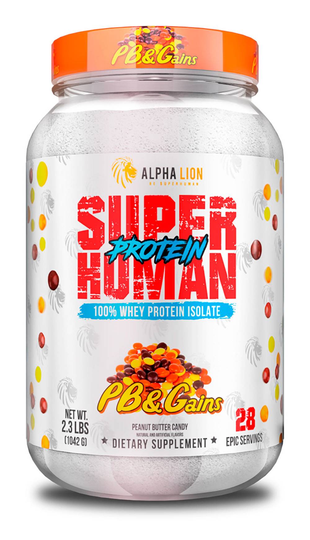 ALPHA LION Superhuman Whey Protein Powder, Peanut Butter Candy-Pb & Gains (2.03 lbs)