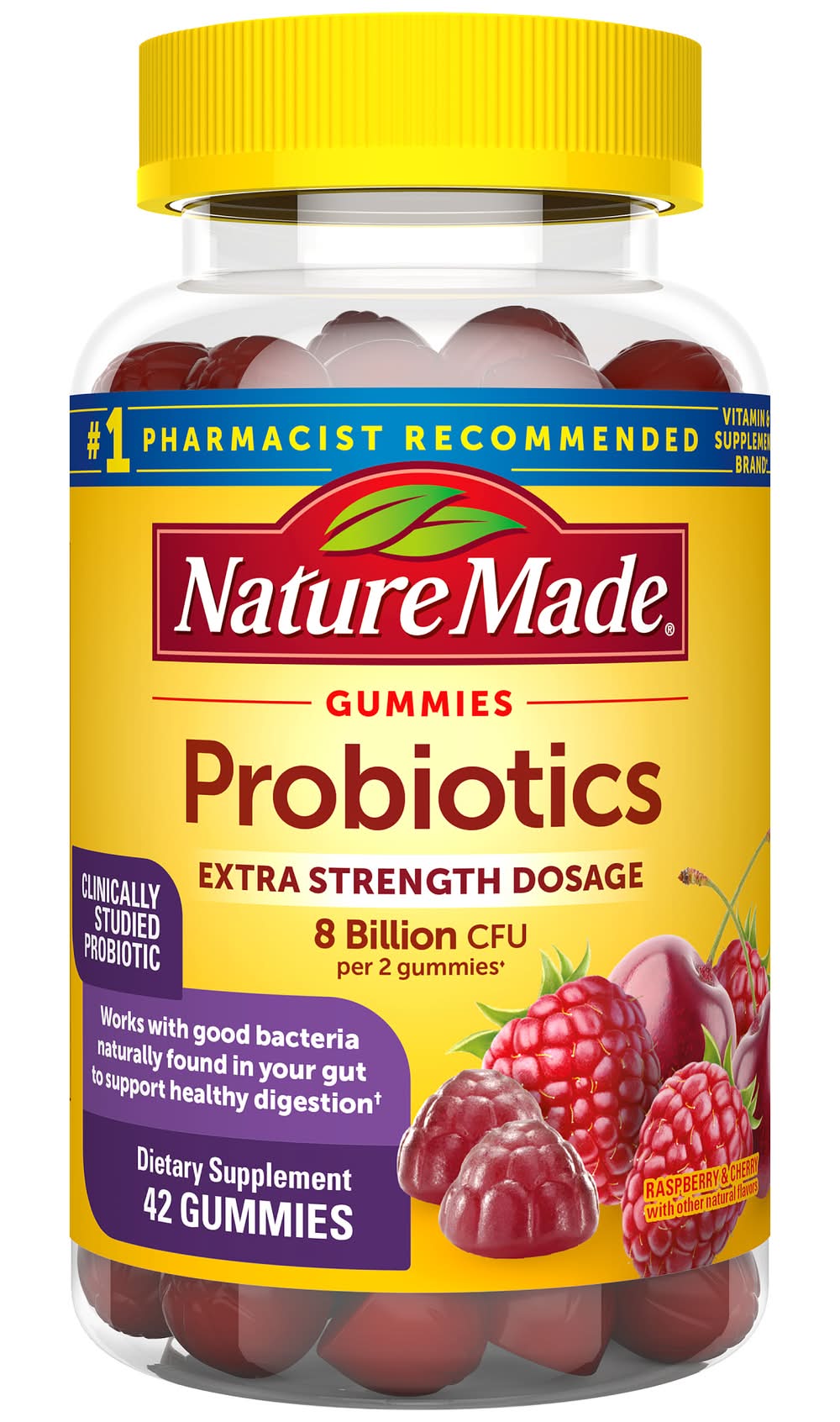 Nature Made Ultra Strength Raspberry & Cherry Digestive Probiotics Gummies (0.7 lbs)
