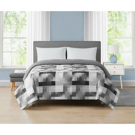 Mainstays Reversible Comforter, Twin, Grey