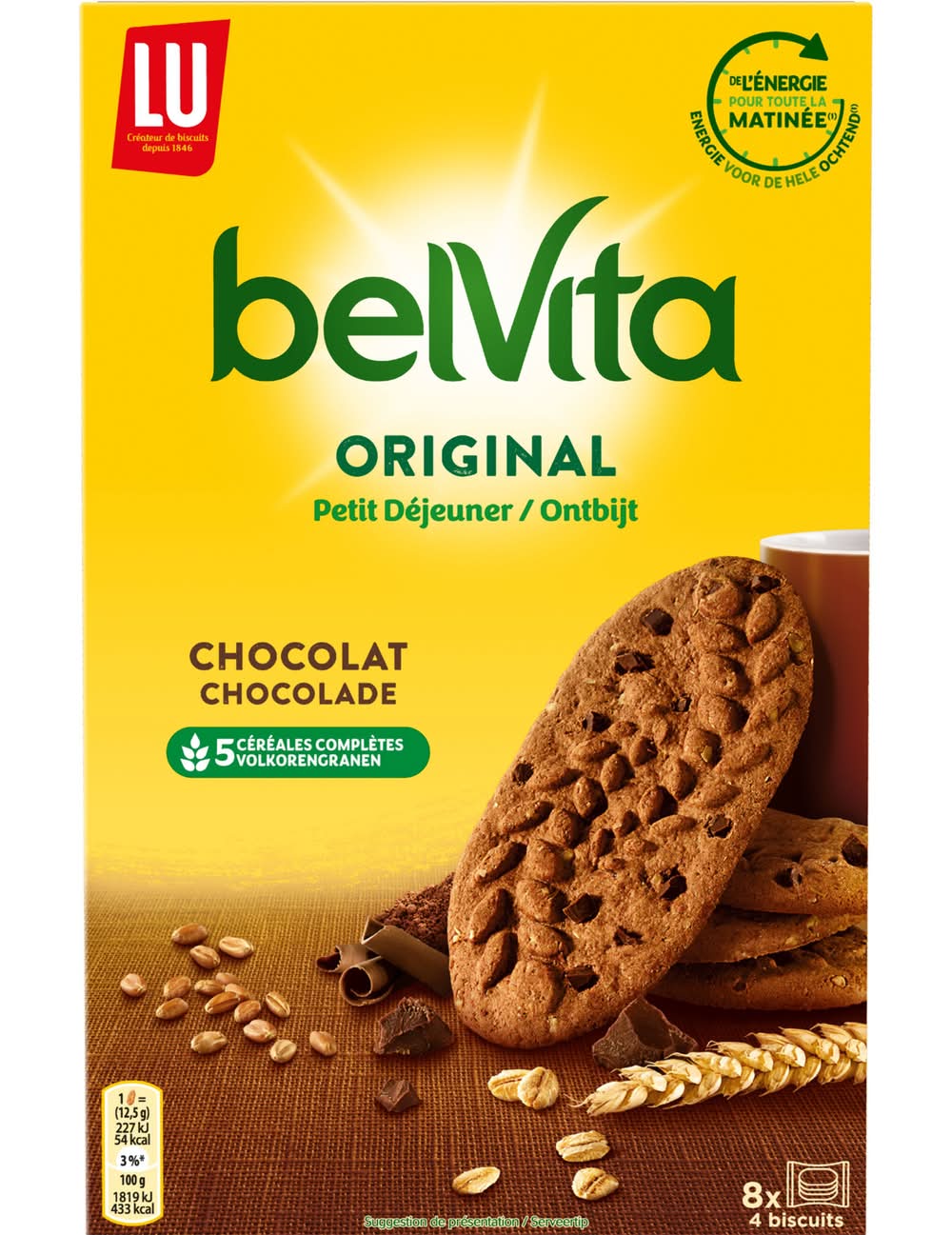 BelVita - Biscuits pour le petit-déjeuner aux 5 céréales complètes, chocolat (8 x 4)