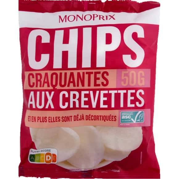 Monoprix Chips Craquantes Aux Crevettes Le Sachet De 50G