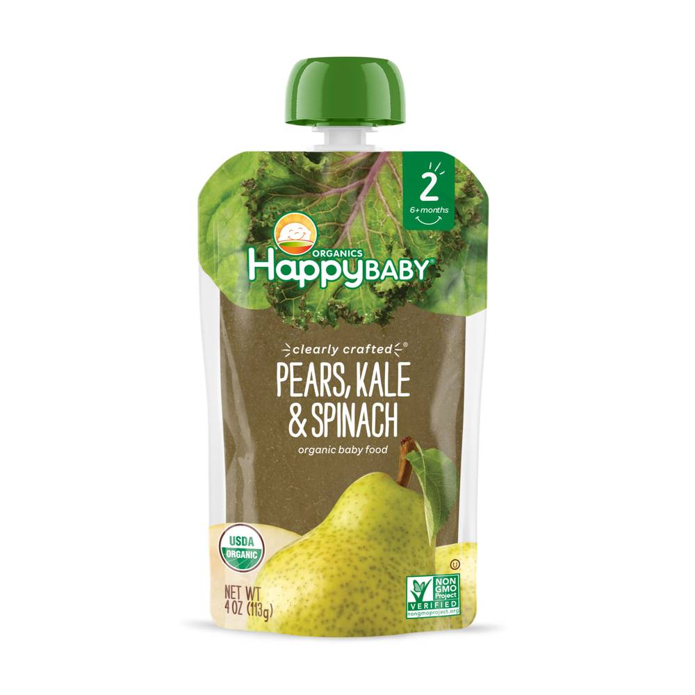 Happy Baby Stage 2 Organic (6+ months) Pears Kale & Spinach Baby Food