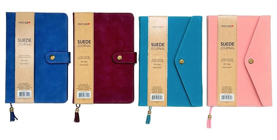 Maryann Snap Closure Suede Journals, 5.5x8.25 in, Assorted (4 pack)