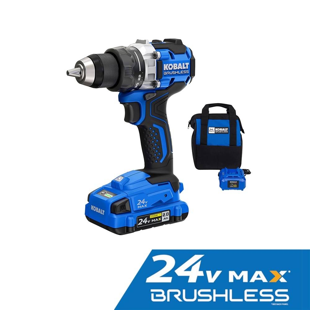 Kobalt Next-Gen 24-volt 1/2-in Keyless Brushless Cordless Drill (1-Battery Included, Charger Included and Soft Bag included) | KDD 2024A-03