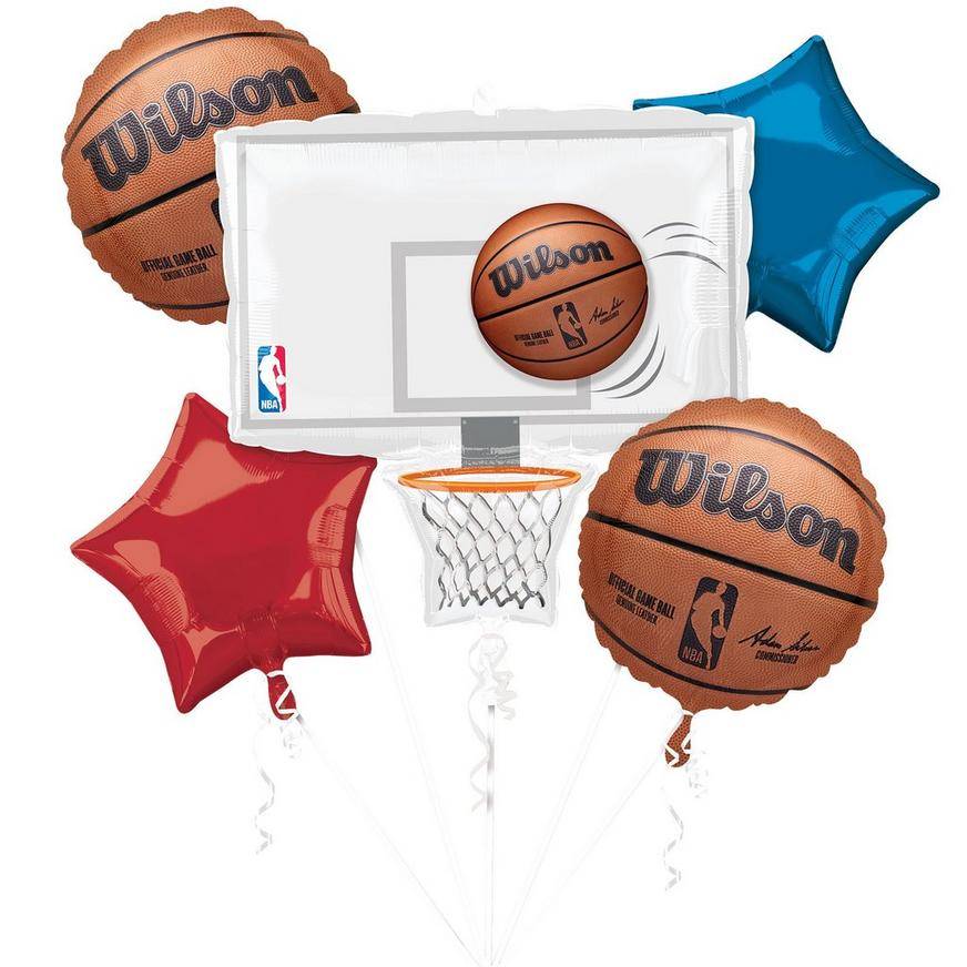 Uninflated Wilson Basketball Foil Balloon Bouquet, 5pc - NBA