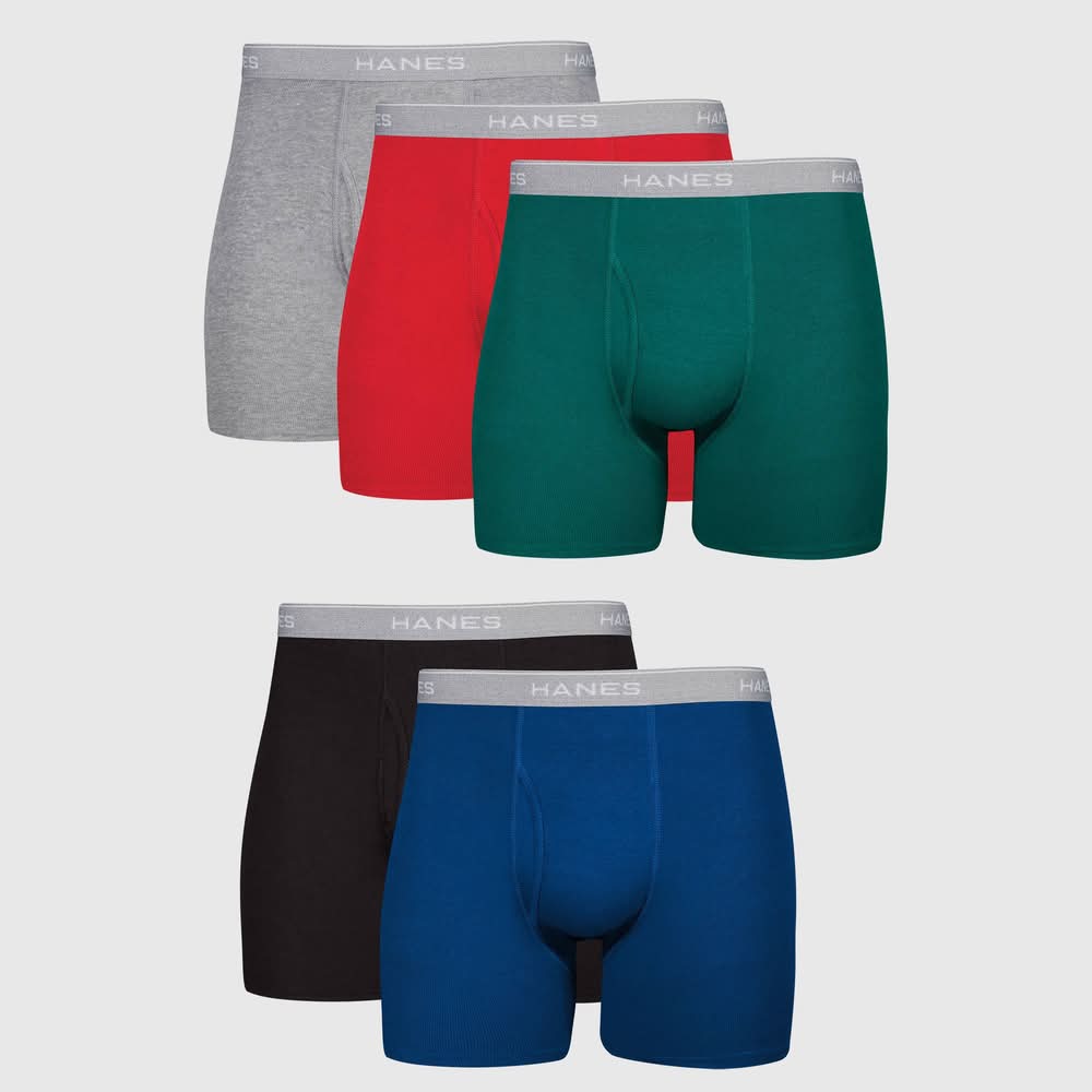 Hanes Tagless Boxer Briefs, Men, XL, Assorted (5 ct)