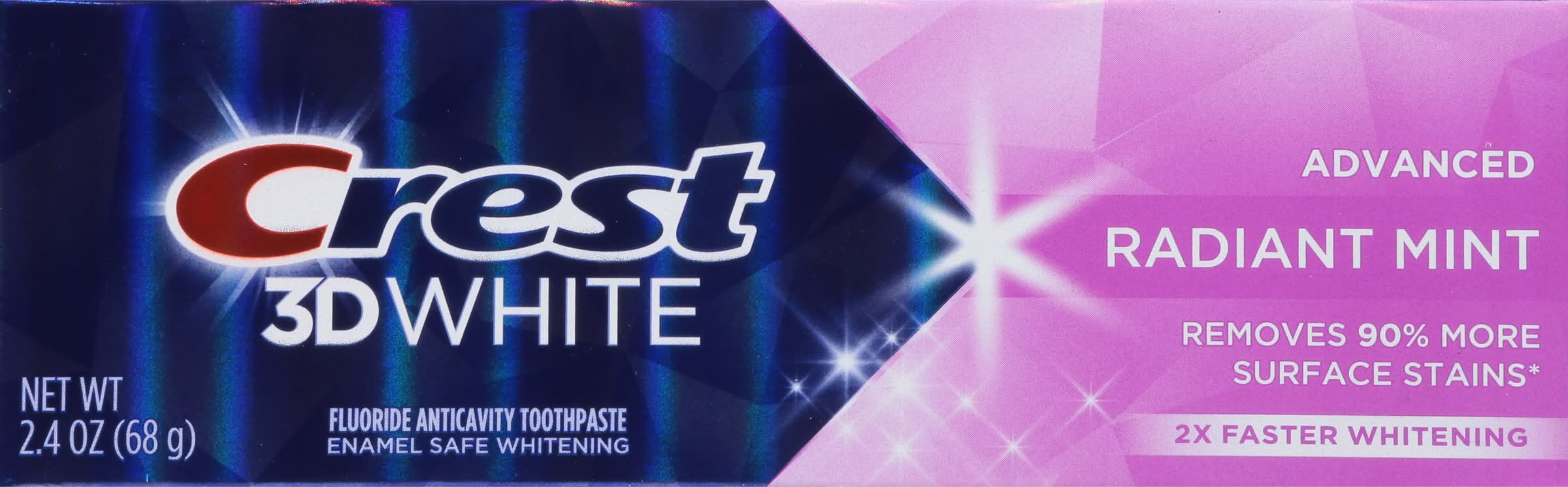 Crest 3D White Advanced Fluoride Anticavity Toothpaste, Radiant Mint (2.4 oz)