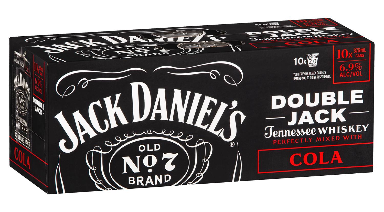 Jack Daniels Double Jack & Cola Can 375mL () X 10 Pack