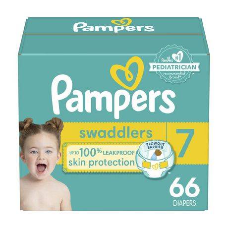 Pampers Swaddlers 100% Leakproof Skin Protection Diapers, Size 7 (66 ct)