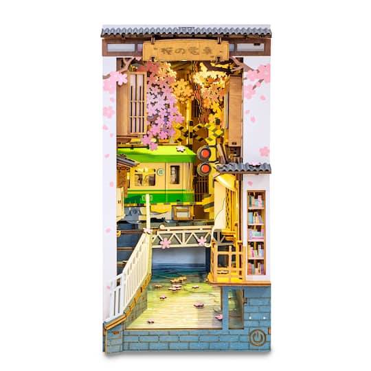 Rolife Sakura Densya Book Nook Shelf Insert Diy Miniature Kit