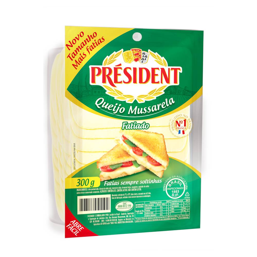 Président queijo mussarela fatiado (300 g)