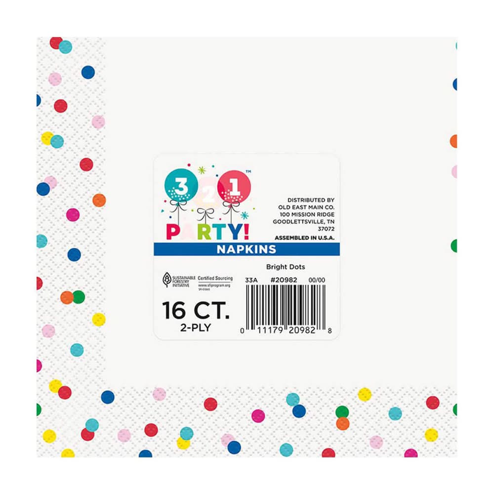 3-2-1 Party Bright Dots Luncheon 2-ply Napkins (16 ct)