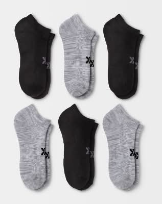 All In Motion Low Cut Socks, Women, Black-Grey (6 ct)