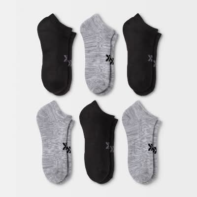 All In Motion Low Cut Socks, Women, Black-Grey (6 ct)