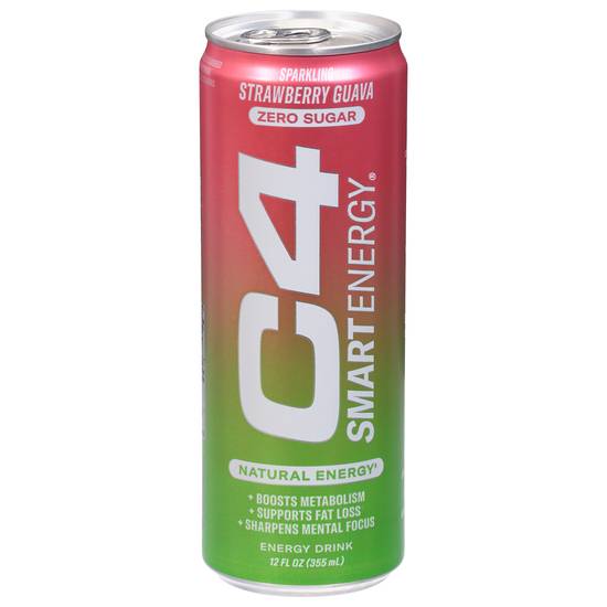 C4 Smart Energy Zero Sugar Sparkling Strawberry Guava Energy Drink (12 fl oz)