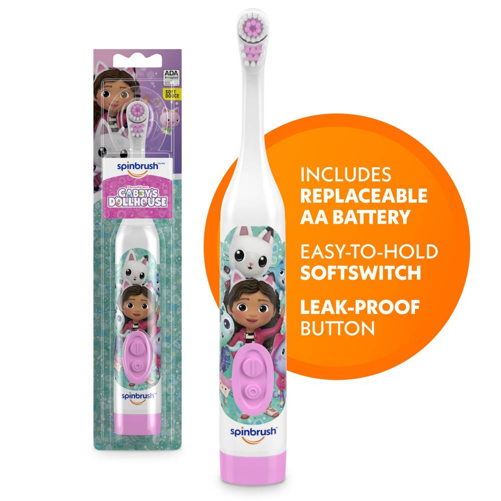 Spinbrush Gabby's Dollhouse Kids Electric Battery Toothbrush For Ages Above 3 and Up