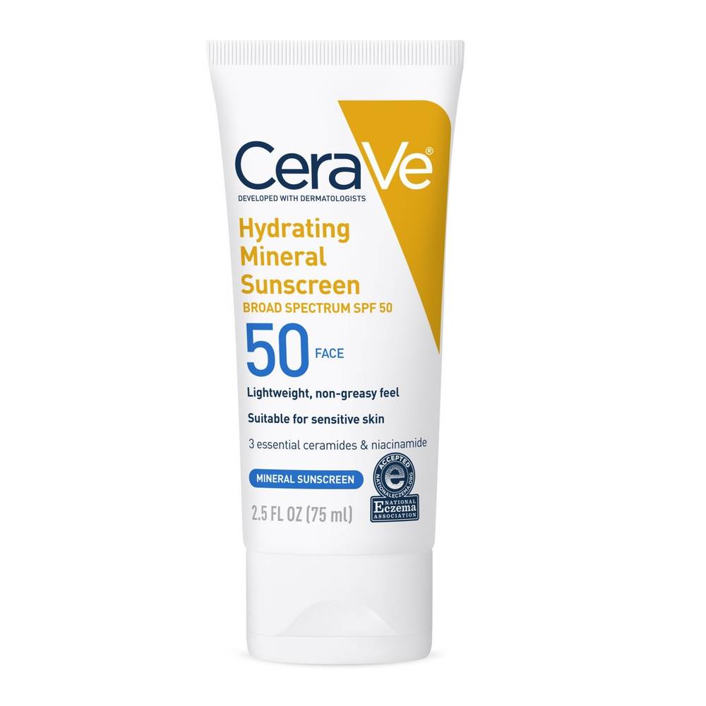 CeraVe Mineral Sunscreen Lotion, Oil-Free Face Sunscreen with SPF 50, 2.5 OZ