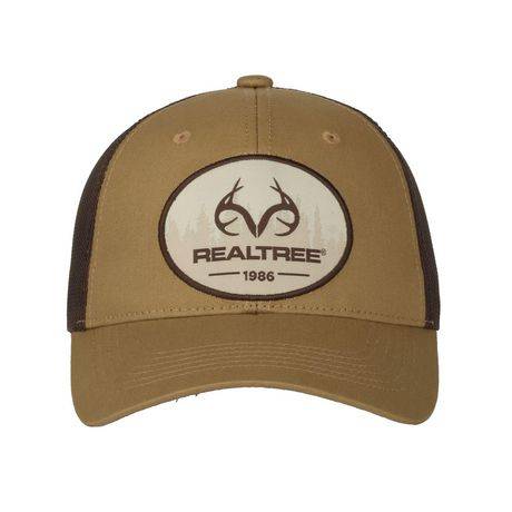 Realtree® Hat With Woven Label Patch, In Old Gold And Brown, One Size Fits Most Adjustable Adult