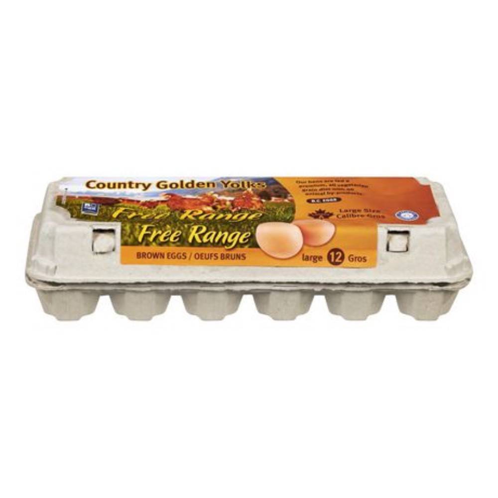 Country Golden Yolks Free Range Large Brown Eggs (12 ct)