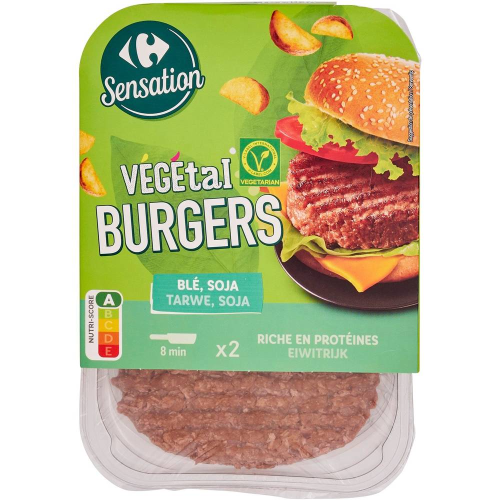 Burgers blé soja CARREFOUR SENSATION - la barquette de 2 - 180g