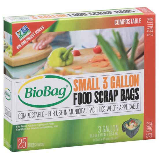 Small 3 Gallon Compostable Food Scrap Bags Biobag 25 bags