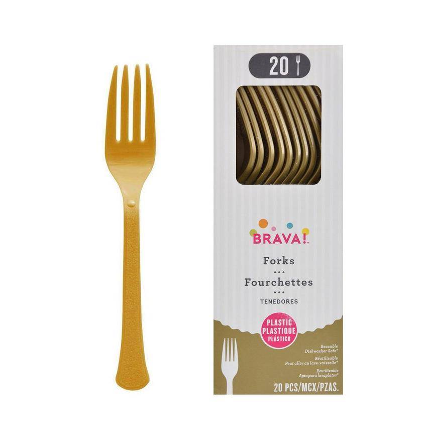 Party City Gold Plastic Forks (20 ct)