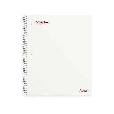 Staples® Accel 1-Subject Subject Notebooks, 8.5 x 11, College Ruled, 100 Sheets, White (25539M)