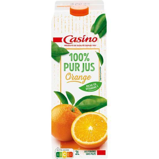 Casino jus d'orange 100% pur jus 2 L