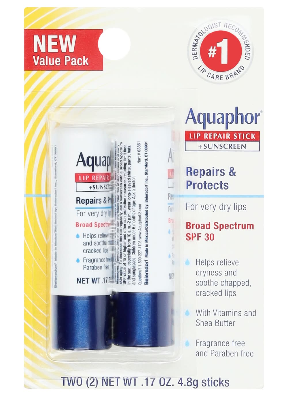 Aquaphor Lip Repair Stick (17 oz, 2 ct)