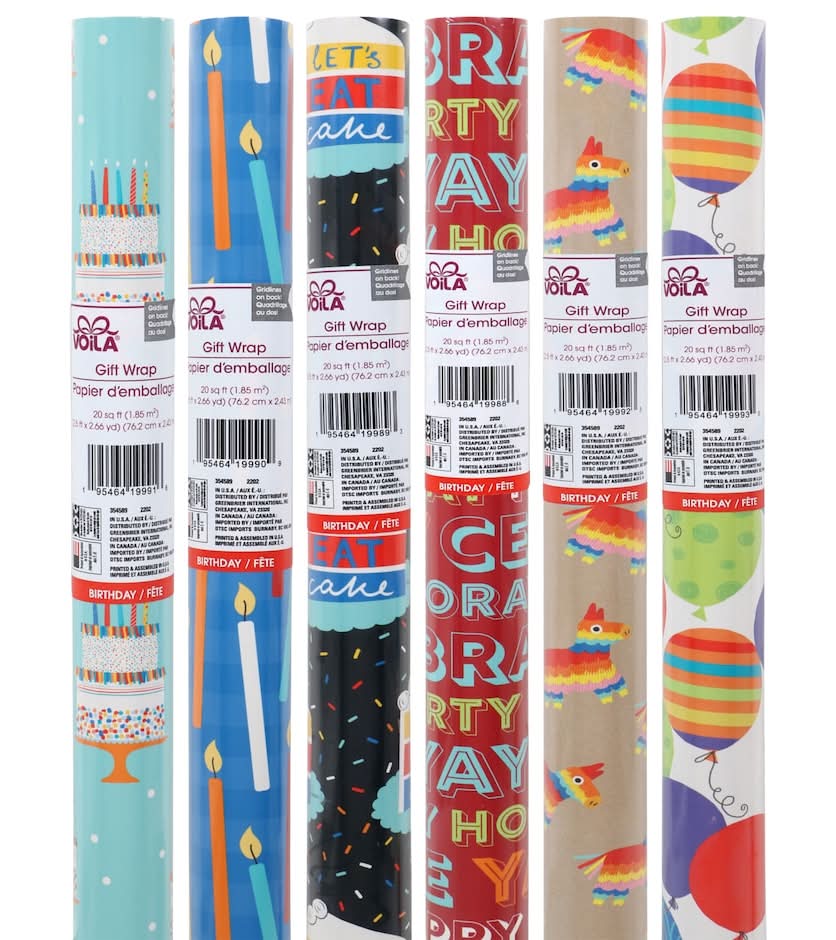 Plusmark Voila Birthday-Themed Gift Wrapping Paper