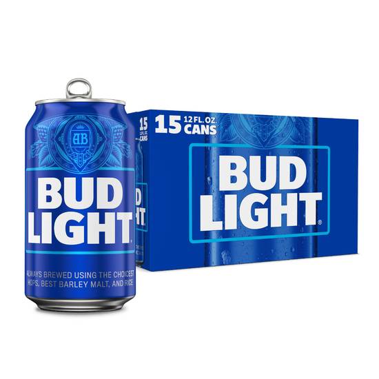 Bud Light Lager Beer (15 ct, 12 fl oz)