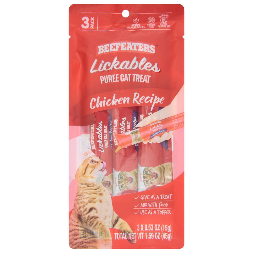 Beefeaters Lickables Chicken Recipe Puree Cat Food (3 ct,0.53 oz)