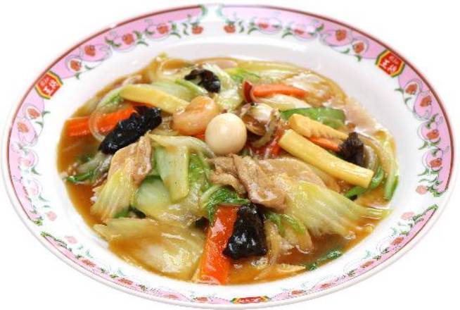 中華�飯 Rice Topped with Seafood and Vegetables