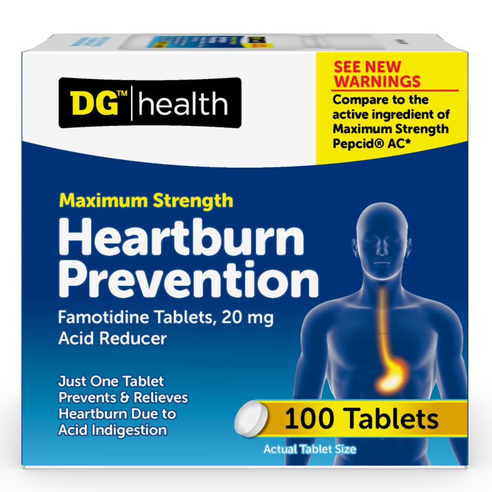 DG Health Maximum Strength Famotidine Tablets For Heartburn Relief 20 mg (100 ct)