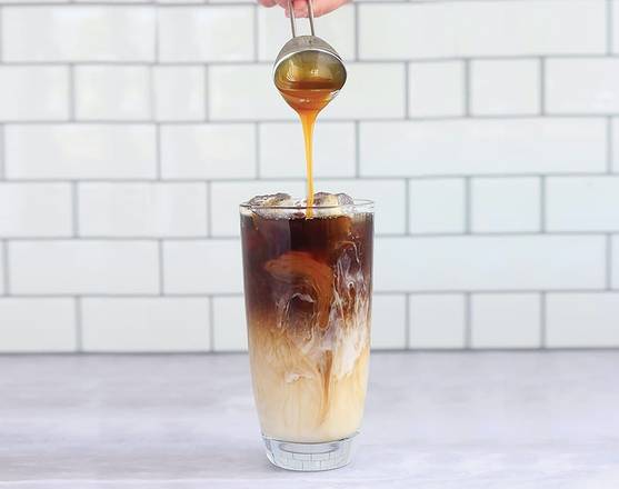 Order Iced Caramel Macchiato food online from Corner Bakery store, McAllen on bringmethat.com