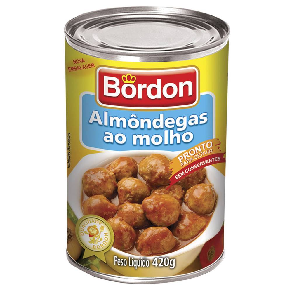 Bordon almôndega de carne bovina e de aves ao molho (420g)