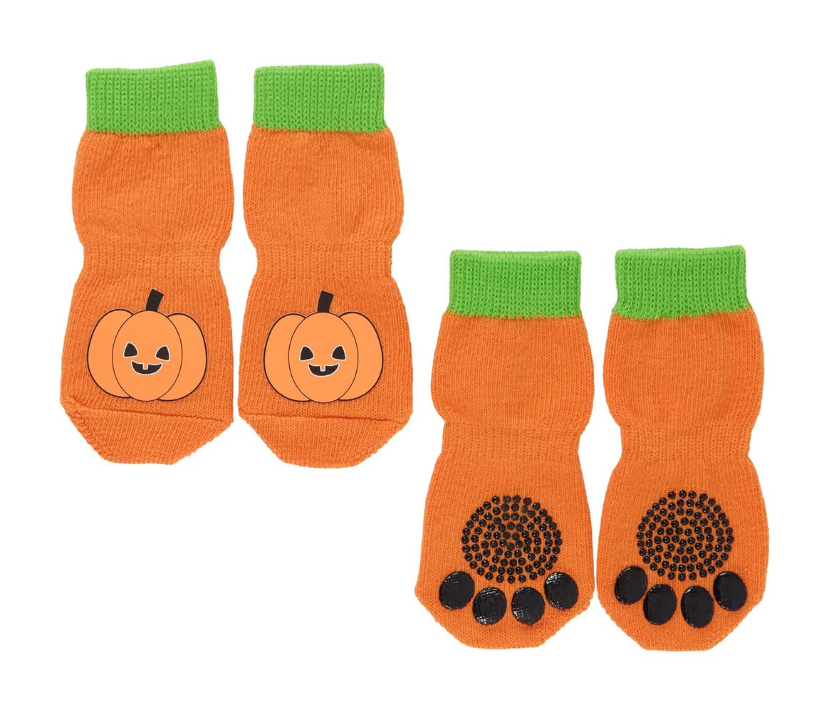 Thrills & Chills® Pumpkin Dog Socks (Color: Multi Color, Size: Small/Medium)
