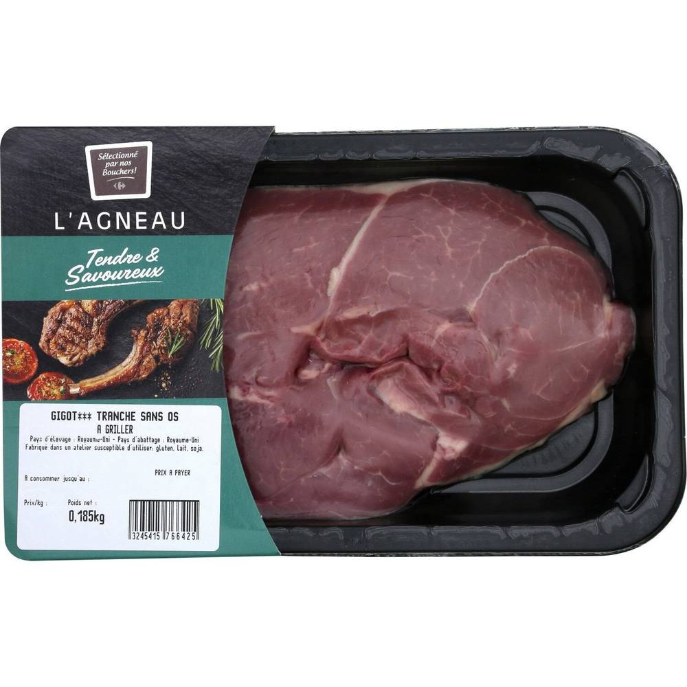 Carrefour - Viande d'agneau gigot tranche sans os à griller (160g)