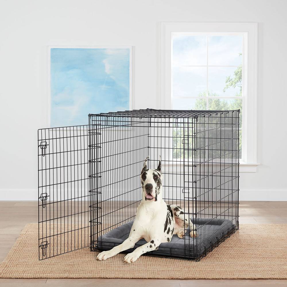 Top Paw® Single Door Folding Wire Dog Crate (Color: Black, Size: 54\"L X 37\"W X 45\"H)