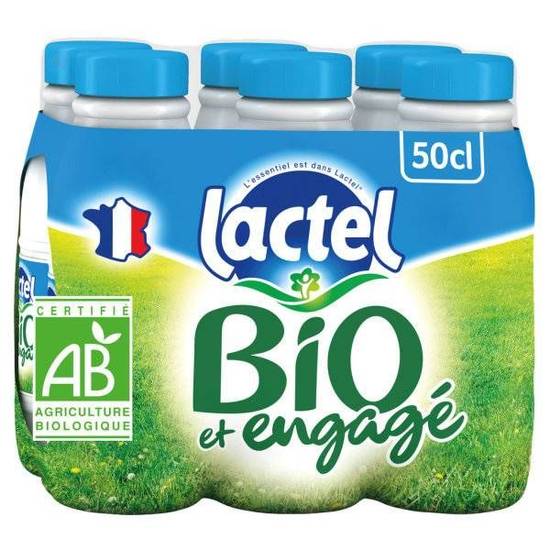 Lait demi-écrémé Bio Lactel bio 6x50cl