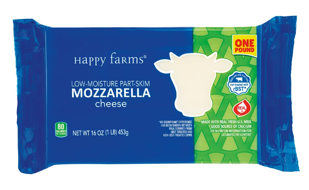 Happy Farms Low-Moisture Part-Skim Mozzarella Cheese Block (16 oz)