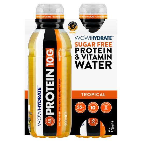 Wow Hydrate Sugar Free Protein & Vitamin Water Tropical (4ct, 500ml)